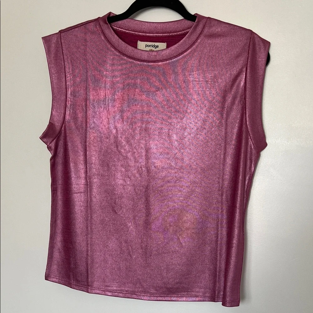 Anthro Porridge Women's Metallic Muscle Tee - Picture 3 of 6